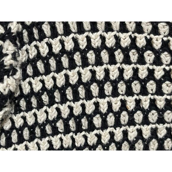 CABI Coco Waffle Knit‎ Cardigan Size L-Black Cream 3/4 Sleeves-Classic Preppy - Picture 6 of 13